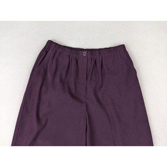 T & COMPANY - WOMEN'S PURPLE STRIPED ELASTIC WAIST PULL-ON PANTS - SIZE 12 - Picture 5 of 10